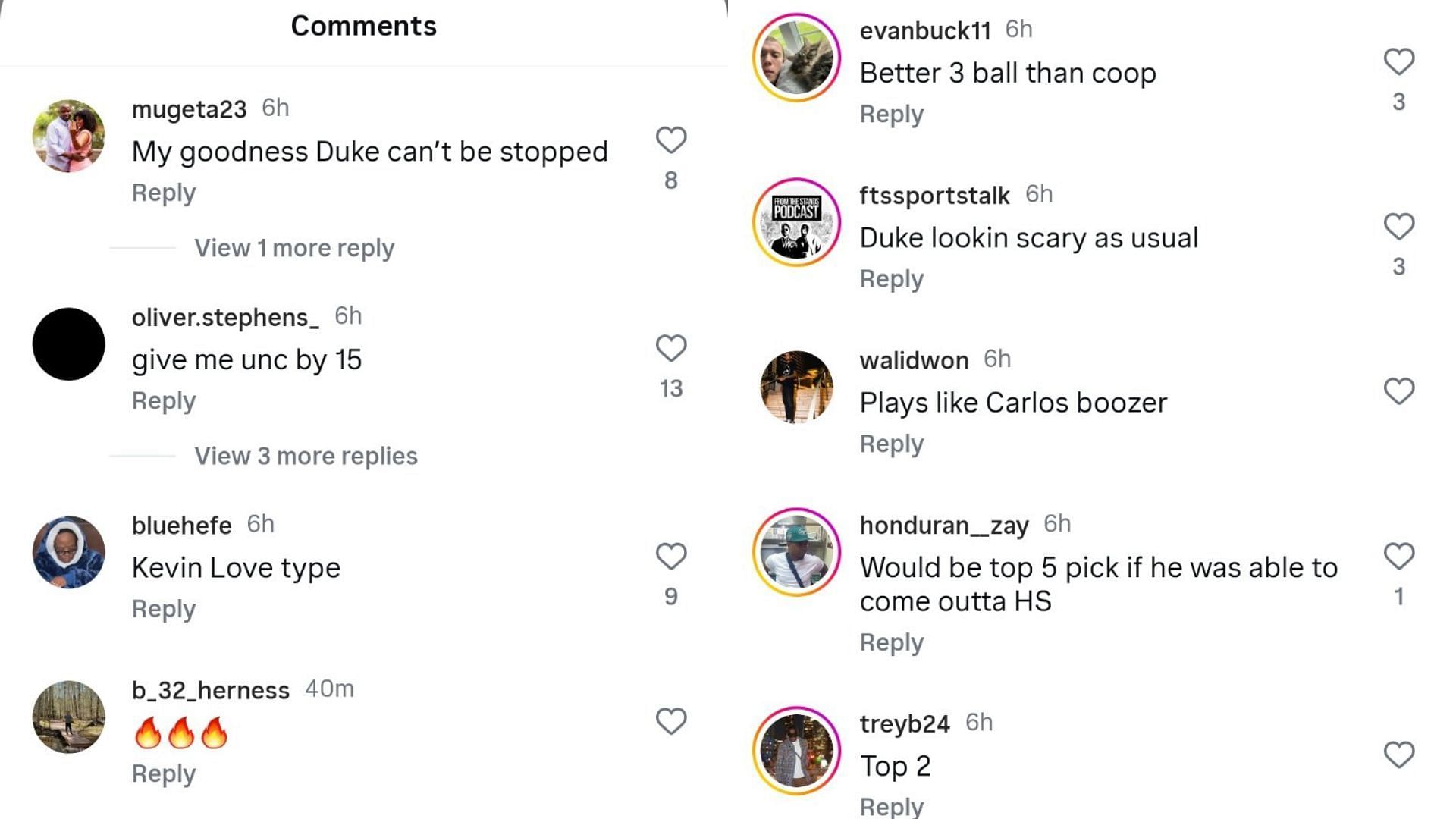 Fans shared their expectations regarding Cameron Boozer's incoming freshman season on Instagram. Source: Instagram/@br_hoops